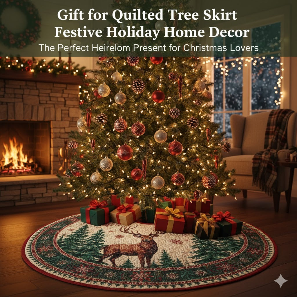 Gift for Quilted Tree Skirt Festive Holiday Home Decor The Perfect Heirloom Present for Christmas Lovers