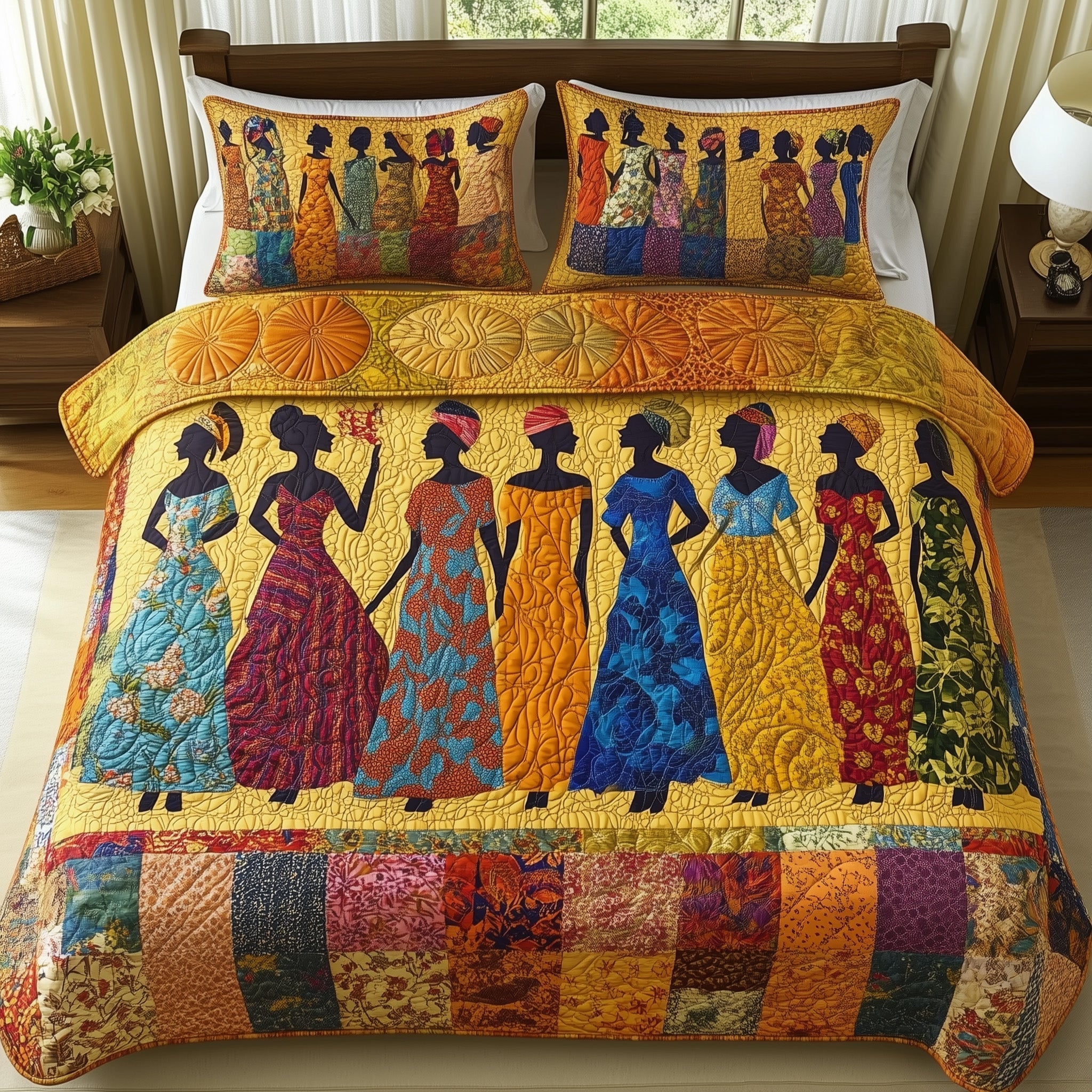 African American Quilted Bedding Set Proud To Rise Illustration Best Native Bedding Presents - Bancroftclothings
