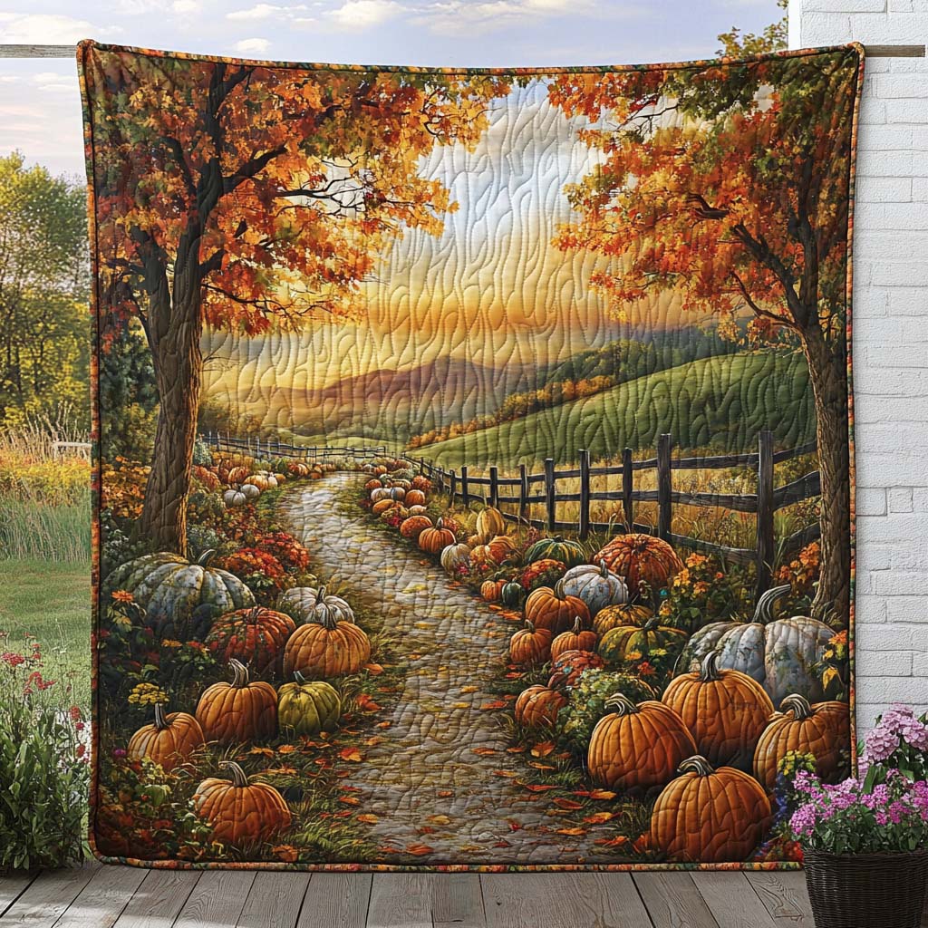 Amber Forest Trail Quilted Blanket Autumn Blanket Throws Nice Family Christmas Gifts - Bancroftclothings