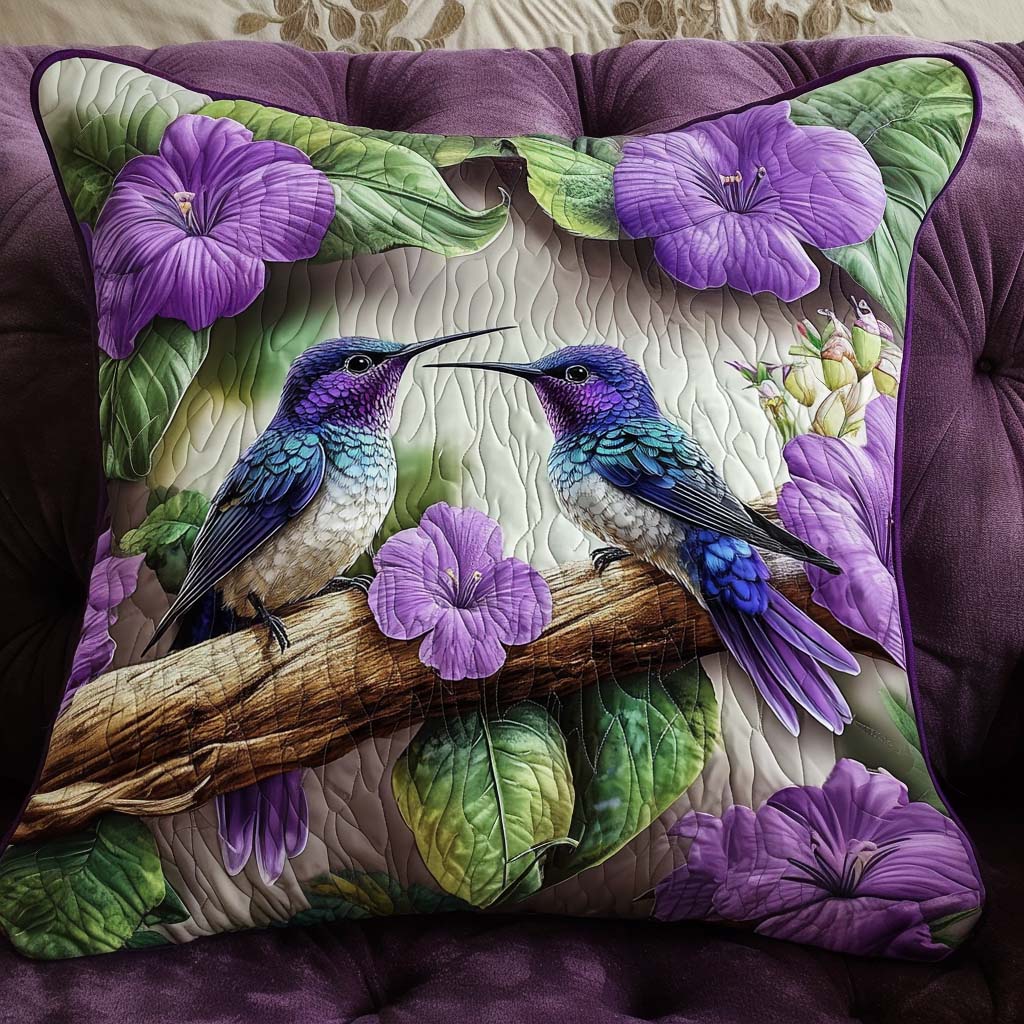 Amethyst Lovebirds Quilted Pillow Case Home Decor Unique Gift For Bird Lover - Bancroftclothings