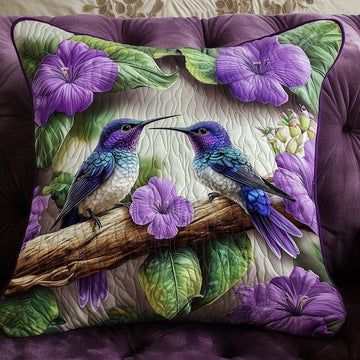 Amethyst Lovebirds Quilted Pillow Case Home Decor Unique Gift For Bird Lover - Bancroftclothings