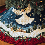 Angelic Tune Christmas Quilted Tree Skirt Perfect Tree Skirt Gift for Mom or Grandma - Bancroftclothings