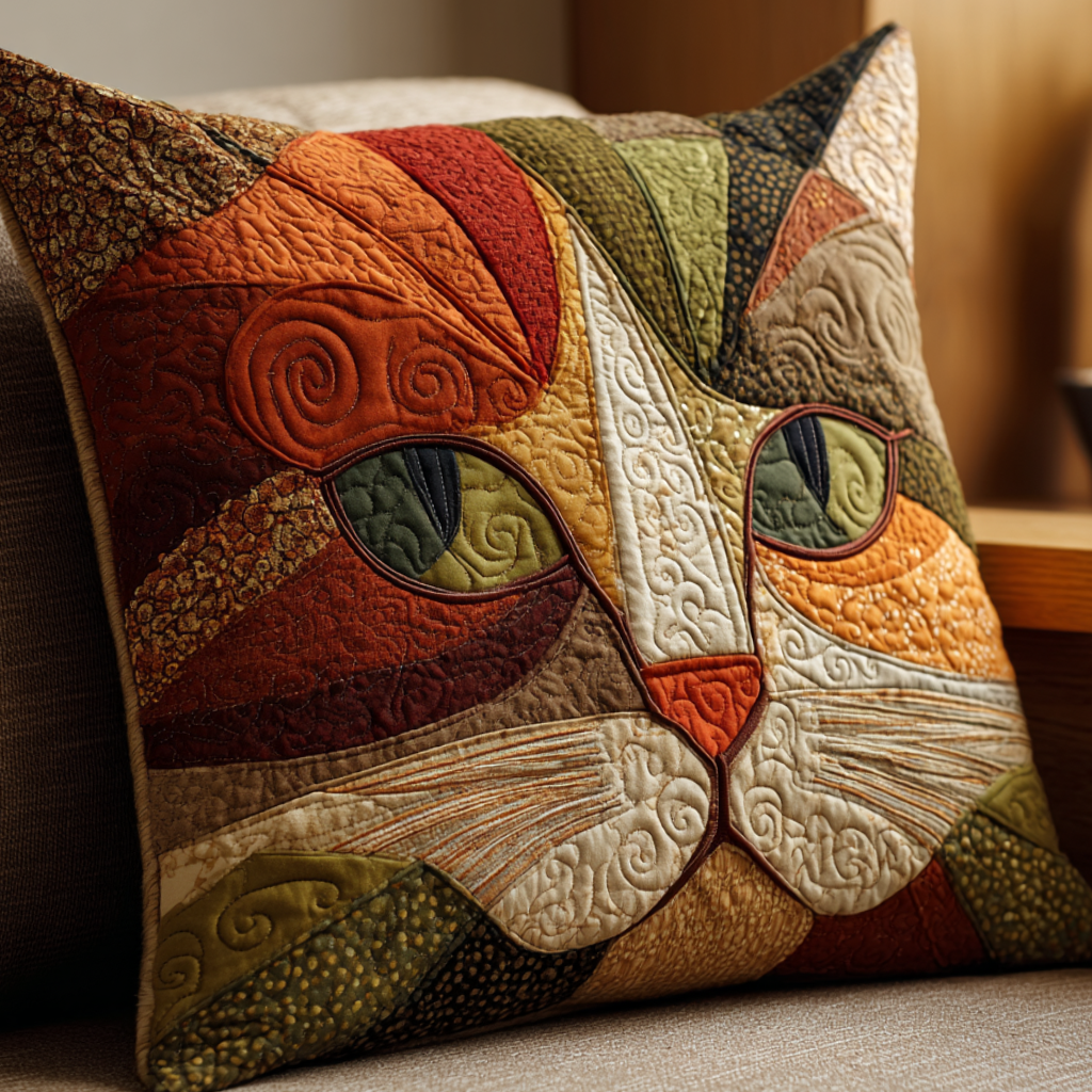 Autumn Gaze Quilted Pillow Case Cute Pillow Covers Cute Gifts For Cat Lovers - Bancroftclothings