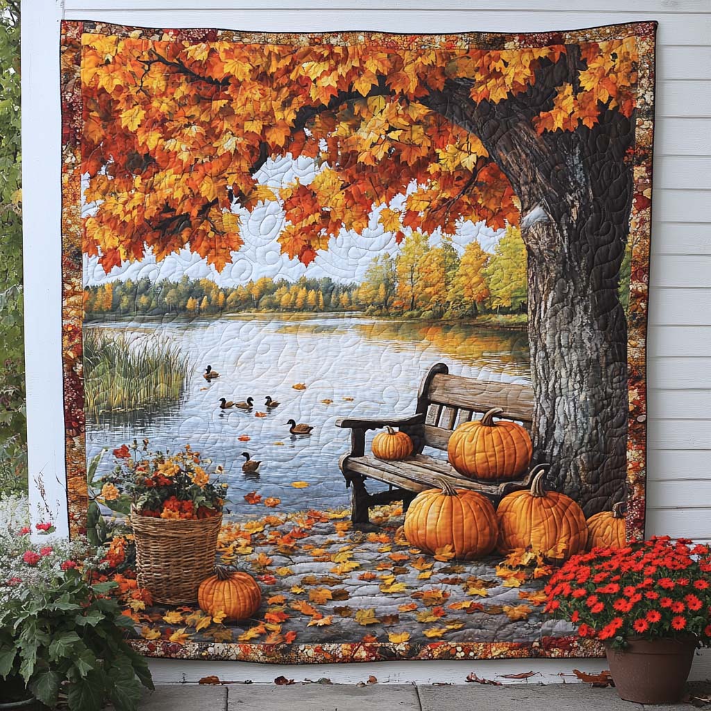 Autumn Hillside Glow Quilted Blanket Cozy Fall Blankets Best Gifts For The Beach Lover - Bancroftclothings