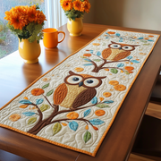 Autumn Owl Symphony Quilted Table Runner Dinning Modern Table Runner Owl Items For Gifts Christmas - Bancroftclothings