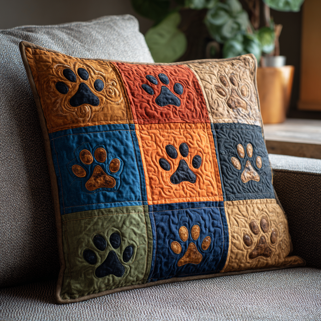 Autumn Paws Quilted Pillow Case Holiday Pillow Cases Presents For Cat Lovers - Bancroftclothings