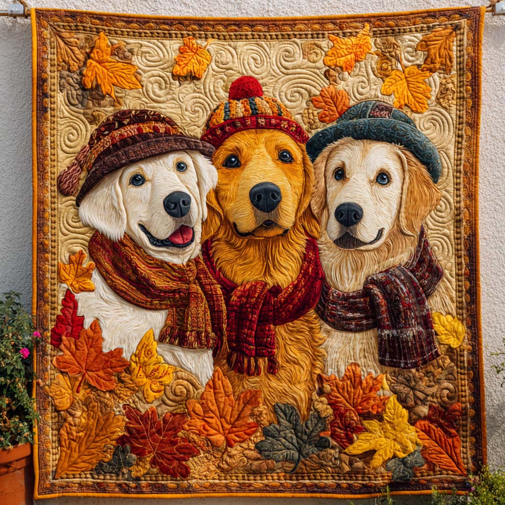 Autumn Trio Quilted Blanket Cute Fall Blankets Chicken Related Gift Items - Bancroftclothings