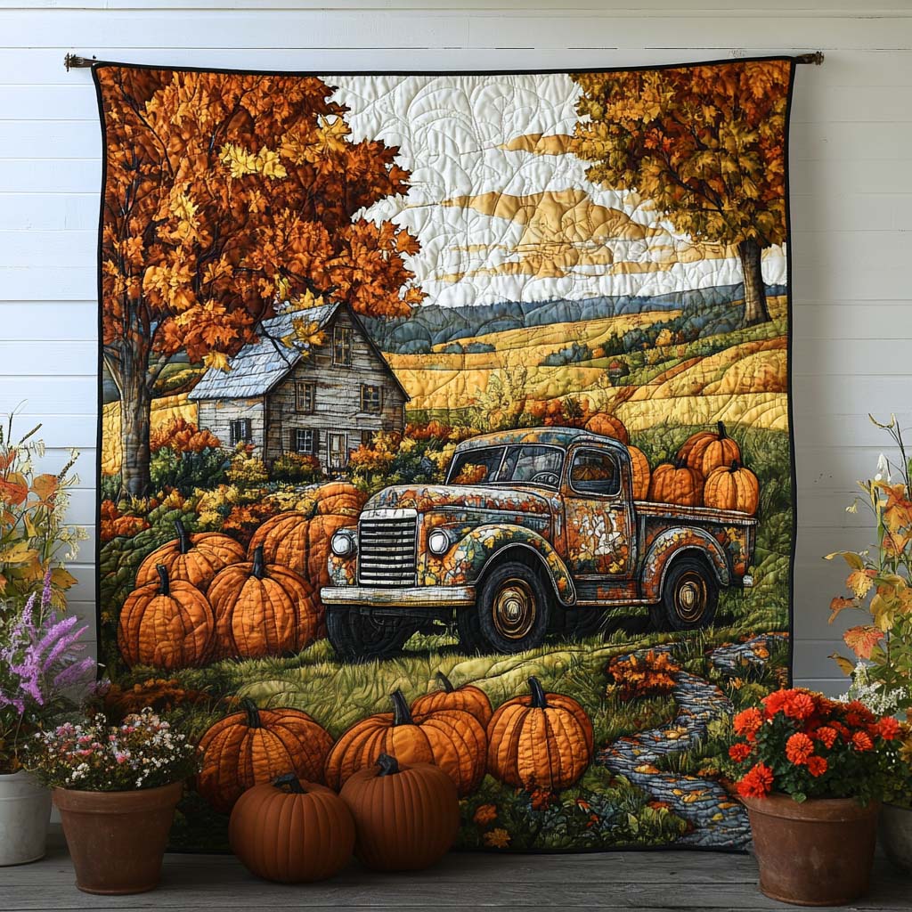 Autumn Valley Bliss Quilted Blanket Autumn Bed Throw Cool Family Gifts For Christmas - Bancroftclothings