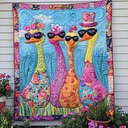 Backyard Ducklings Quilted Blanket Xmas Holiday Cute Duck Gifts - Bancroftclothings