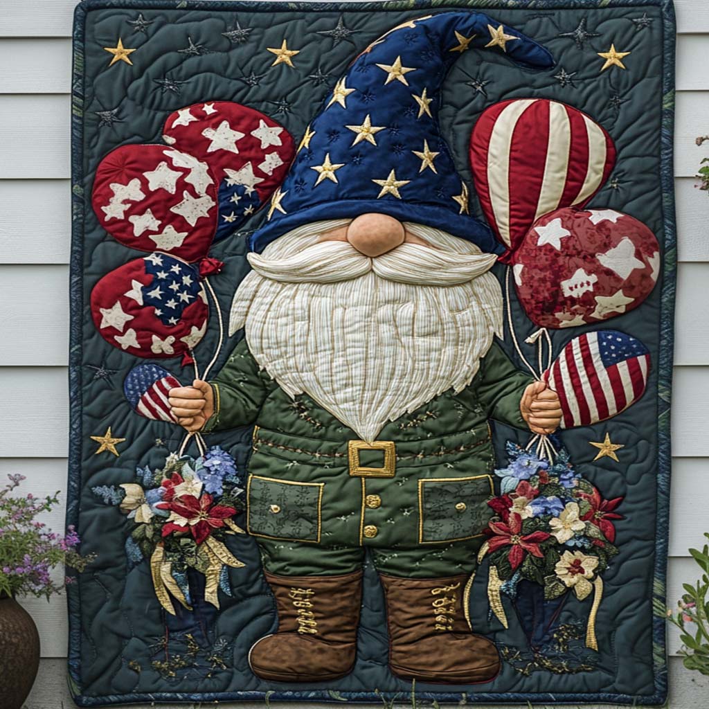 Balloon Parade Gnome Quilted Blanket Home Bedding Decor Patriotic Gifts For Women - Bancroftclothings