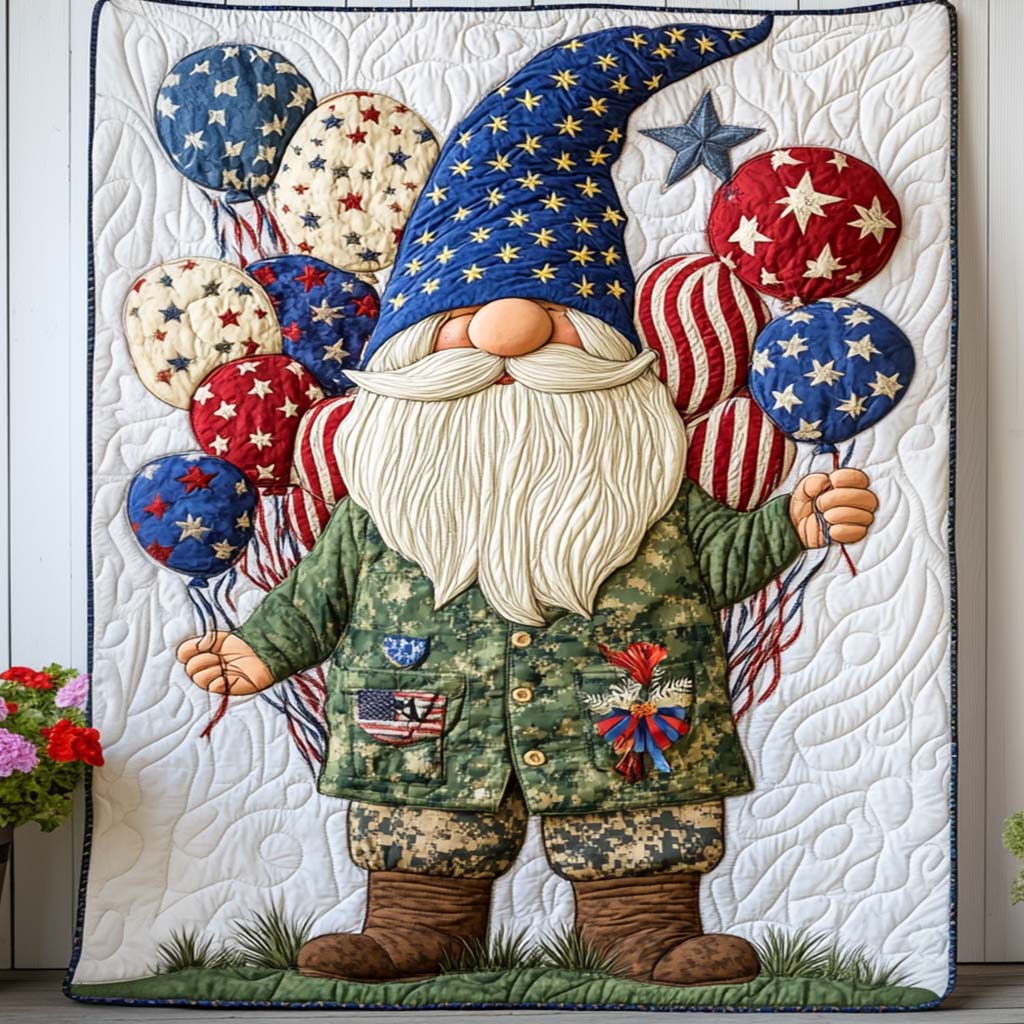Balloon Salute Quilted Blanket Holiday Throw Blanket Best Patriotic Gifts - Bancroftclothings