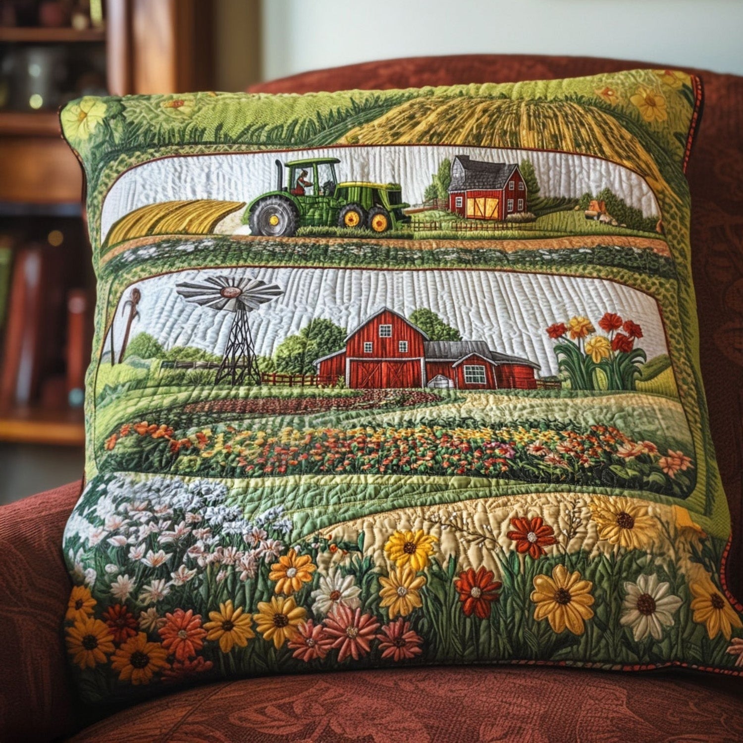 Barnyard Blossom Quilted Pillow Case Holiday Home Decor Christmas Gifts For Farmer - Bancroftclothings