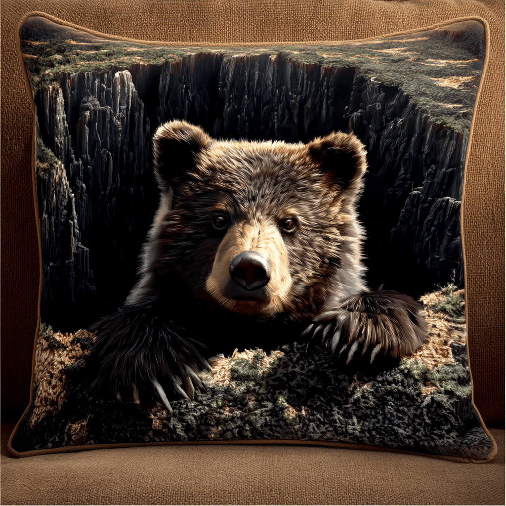 Bear Wilderness Hole Quilted Pillow Case Nice Pillow Covers Bear Themed Gifts - Bancroftclothings