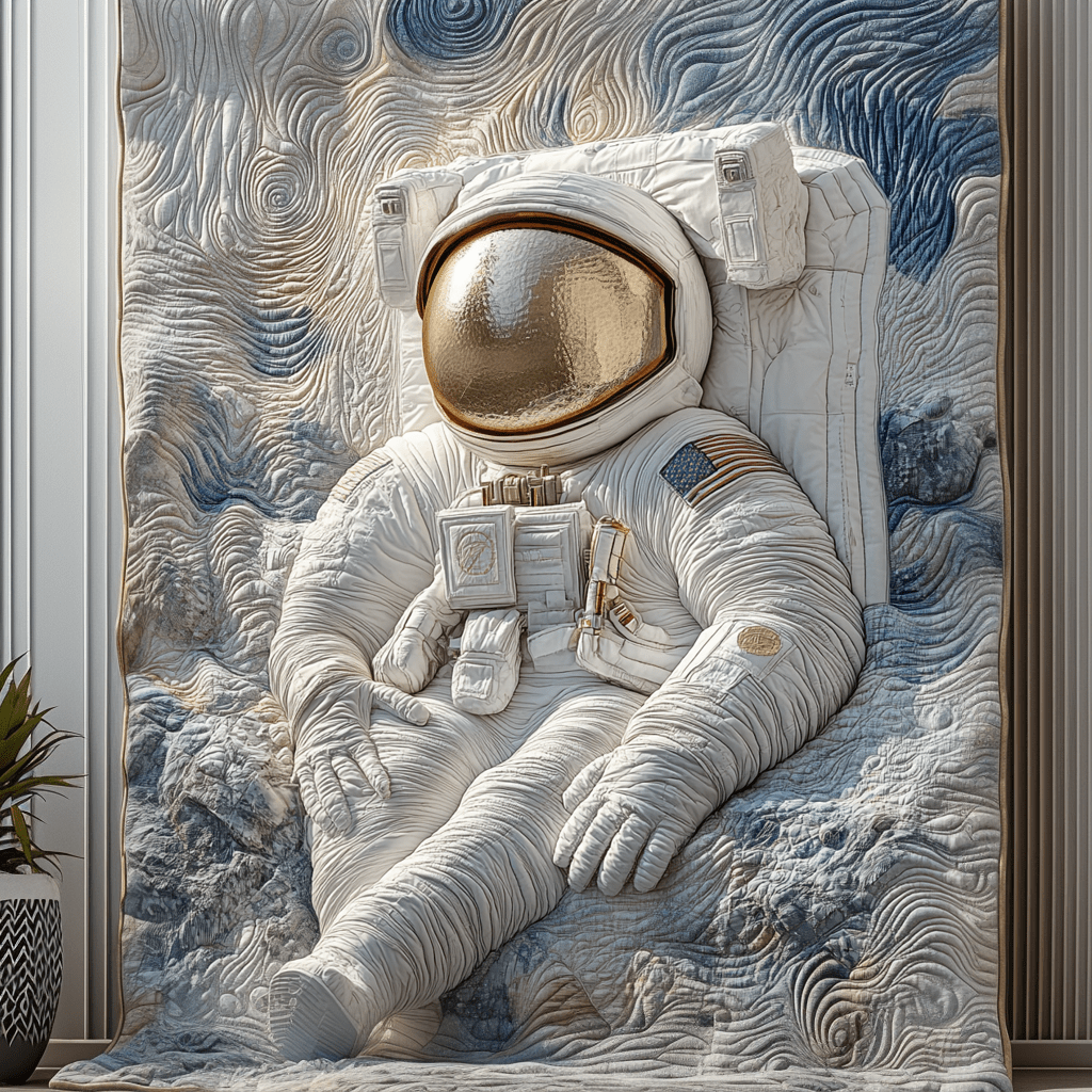 Beyond the Stars Quilted Blanket Christmas Bedroom Decor Astronaut Related Gifts - Bancroftclothings