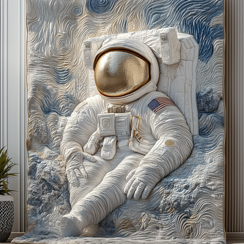 Beyond the Stars Quilted Blanket Christmas Bedroom Decor Astronaut Related Gifts - Bancroftclothings