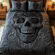 Black Rose Skull Quilted Bedding Set Stay warm this winter Secret Santa Gifts - Bancroftclothings