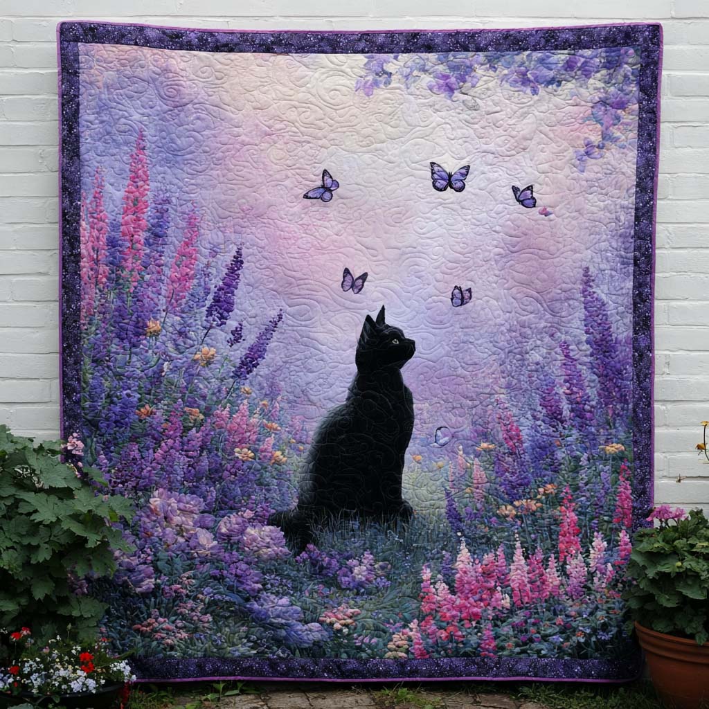 Blooming Kitty Quilted Blanket Holiday Throw Blanket Gift Idea For Cat Owner - Bancroftclothings