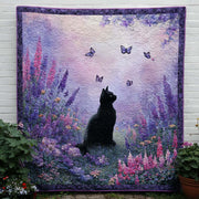Blooming Kitty Quilted Blanket Holiday Throw Blanket Gift Idea For Cat Owner - Bancroftclothings