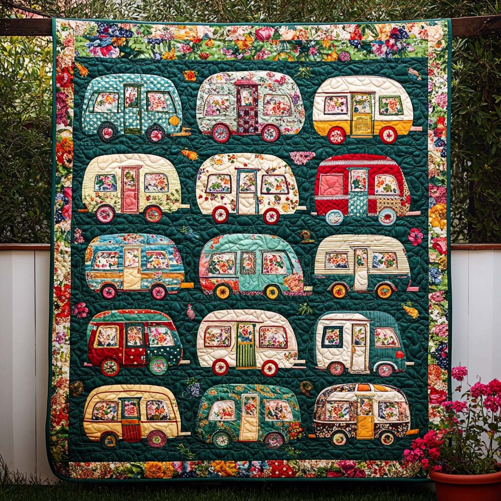 Blooming Van Trails Quilted Blanket Bedroom Decor Christmas Unique Ralated Camping Gifts - Bancroftclothings