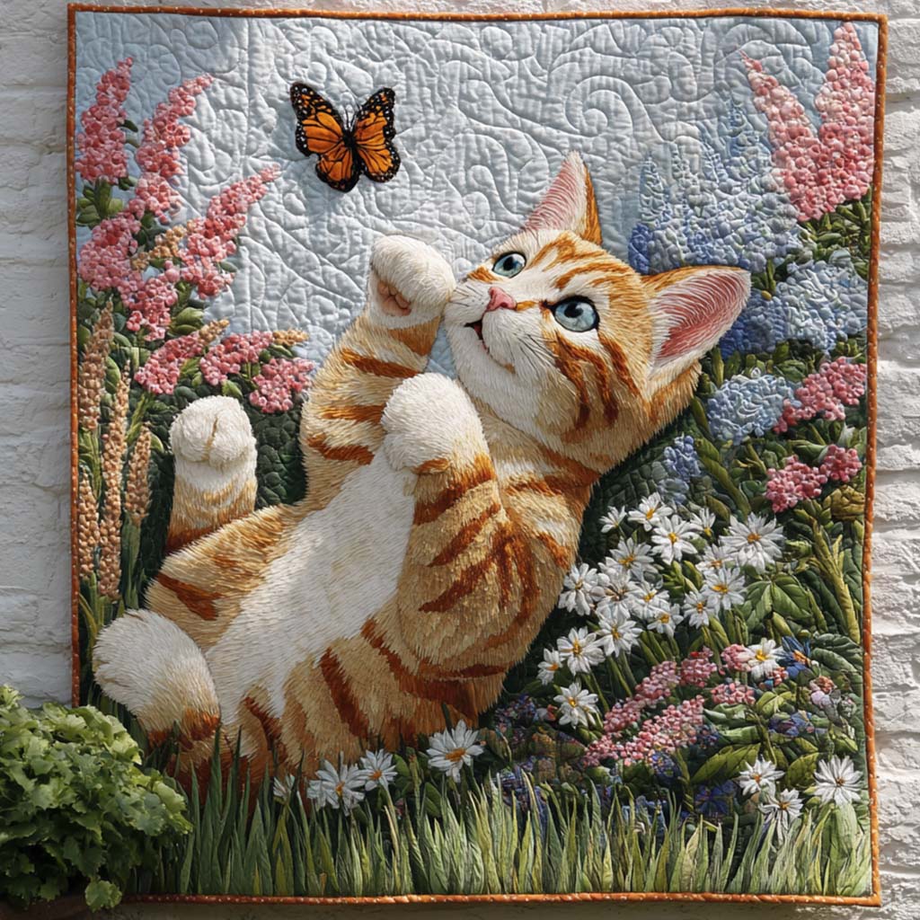 Blossom Cat Quilted Blanket Winter Decor Blanket Cat Gifts For Women - Bancroftclothings