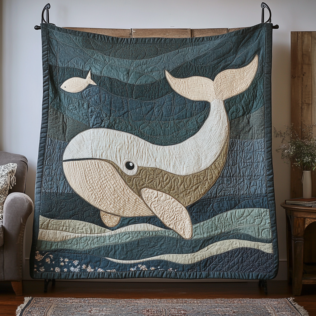 Blue Titan Quilted Blanket Sofa Couch Throw Blanket Best Unique Gifts For Whale Lovers - Bancroftclothings