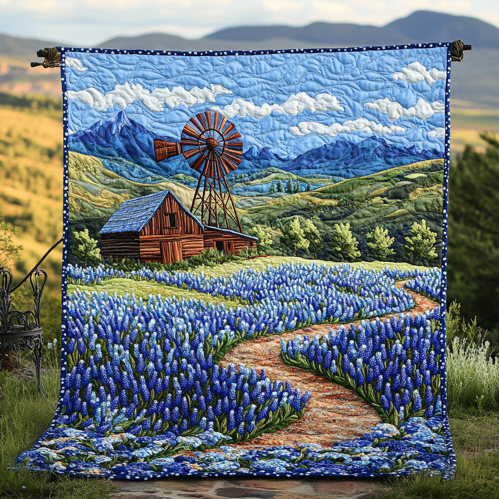 Bluebonnet Pathway Quilted Blanket Best Throw Blanket Christmas Ideas For Family - Bancroftclothings