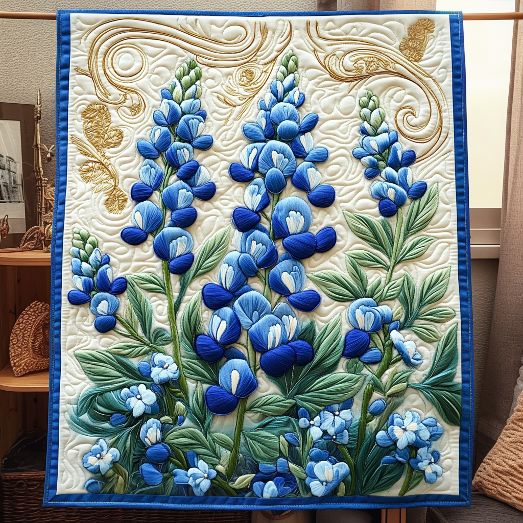 Bluebonnet Serenade Quilted Blanket Home Bedding Decor Christmas Presents For Relatives - Bancroftclothings
