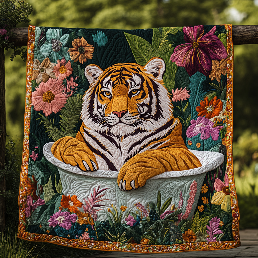 Bold and Untamed Quilted Blanket Christmas Room Decor Tiger Themed Gifts - Bancroftclothings
