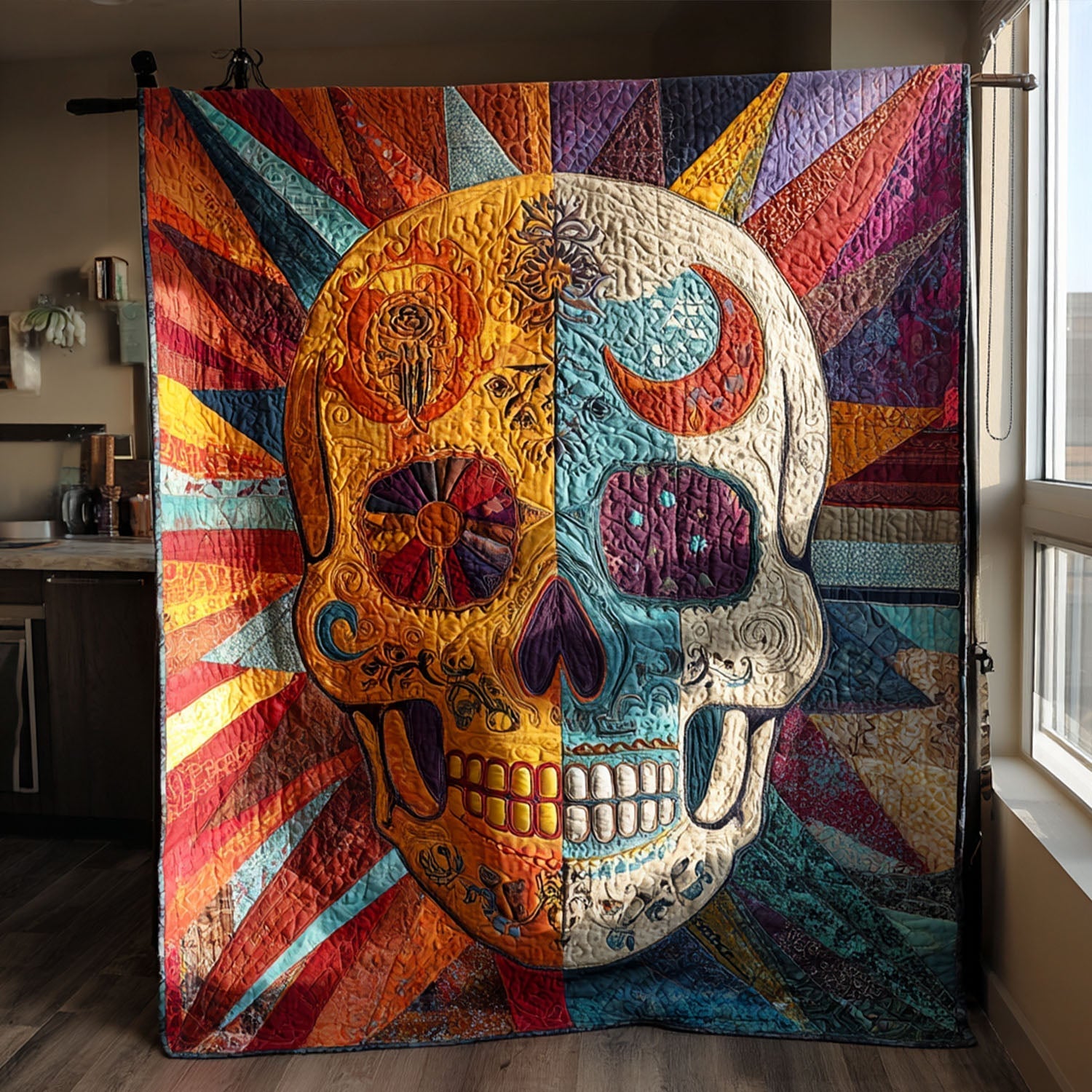 Bone Ritual Quilted Blanket Best Couch Throw Blanket Skull Gifts For Dad - Bancroftclothings