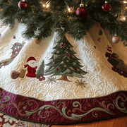 Burgundy Snowmen Quilted Tree Skirt Celebrate the Season Safely with a Durable Tree Skirt - Bancroftclothings
