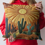 Cactus Sunrise Quilted Pillow Case Aesthetic Home Decor Gifts For Cactus Lovers - Bancroftclothings