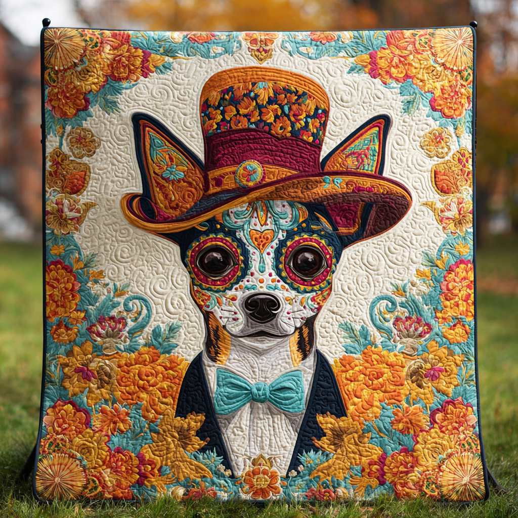 Calavera Canine Quilted Blanket Xmas Holiday Good Family Gifts For Christmas - Bancroftclothings