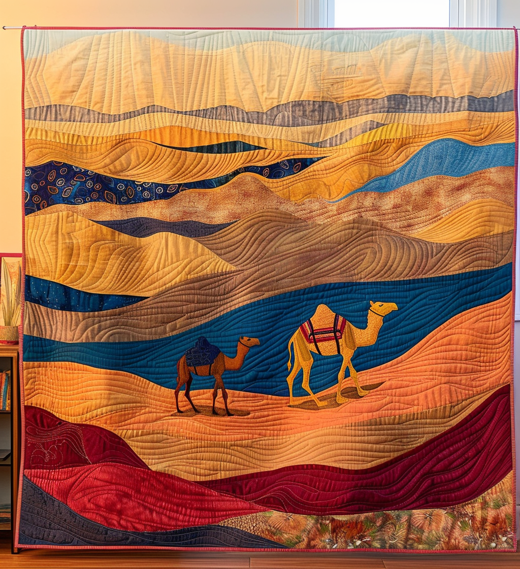 Camel Journey Quilted Blanket Best Throw Blanket Xmas Gifts For Family - Bancroftclothings
