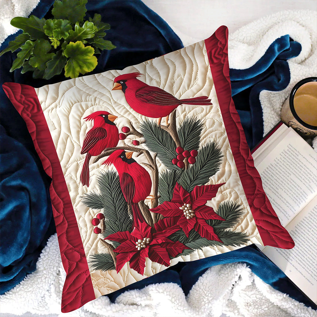Cardinal Crimson Wings Quilted Pillow Case Winter Home Decor Christmas Gifts For Mother - Bancroftclothings