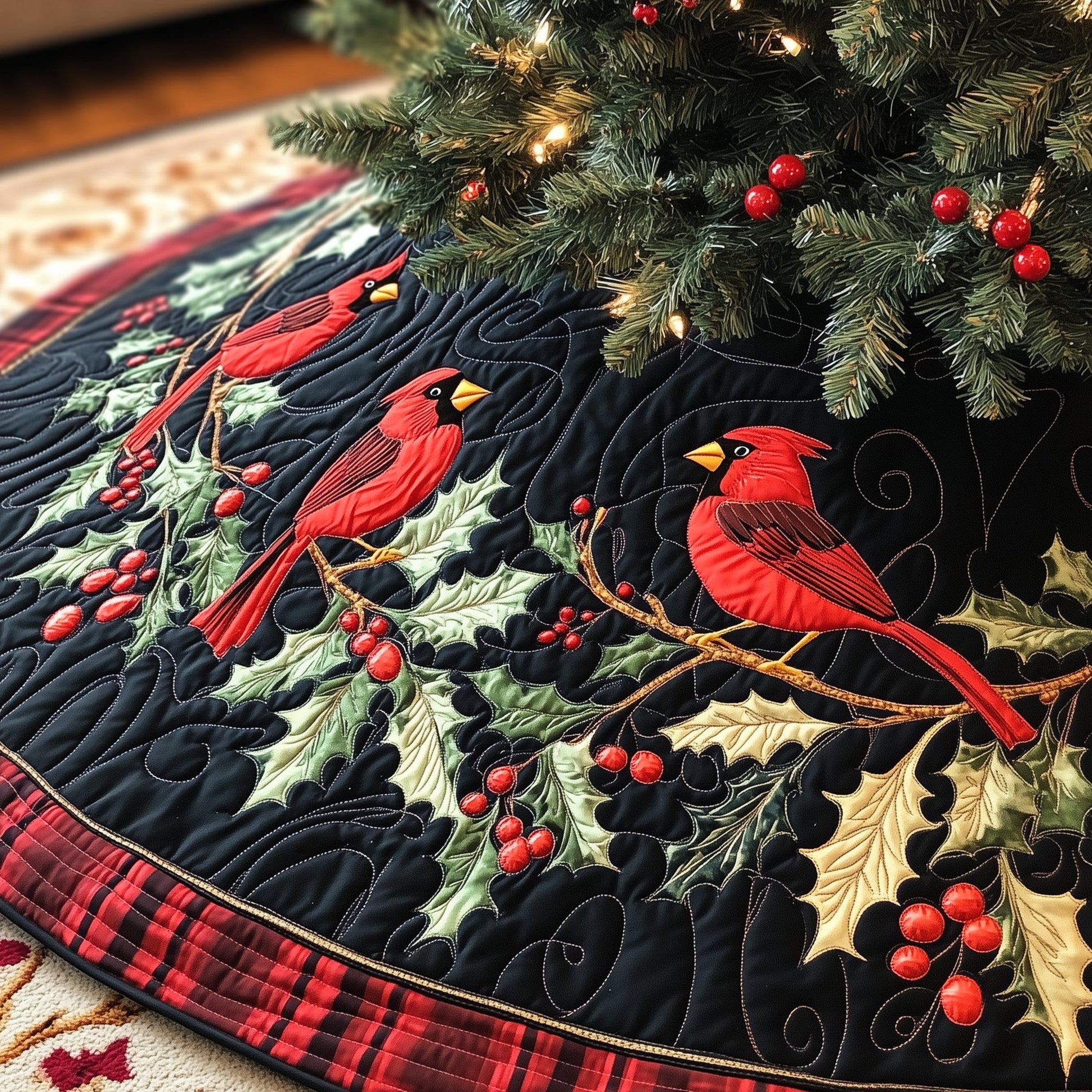 Cardinal Harmony Quilted Tree Skirt Graduation Merch Gift - Bancroftclothings