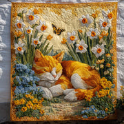 Cat Blossom Joy Quilted Blanket Cool Throw Blanket Cat Gifts Women - Bancroftclothings