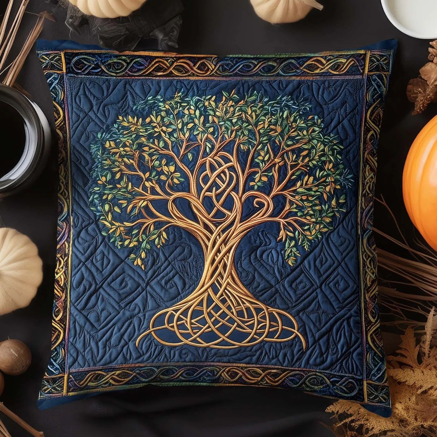 Celtic Roots Quilted Pillow Case Boho Home Decor Unique Gifts For Mother - Bancroftclothings