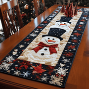 Cheerful Snowman Quilted Table Runner Christmas Holiday Dining Table Runner Decorations Xmas Gifts 2025 - Bancroftclothings