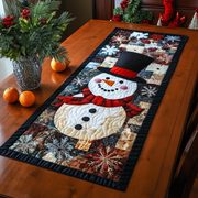 Cheerful Snowman Quilted Table Runner Christmas Holiday Dining Xmas Table Runner House Decorations - Bancroftclothings