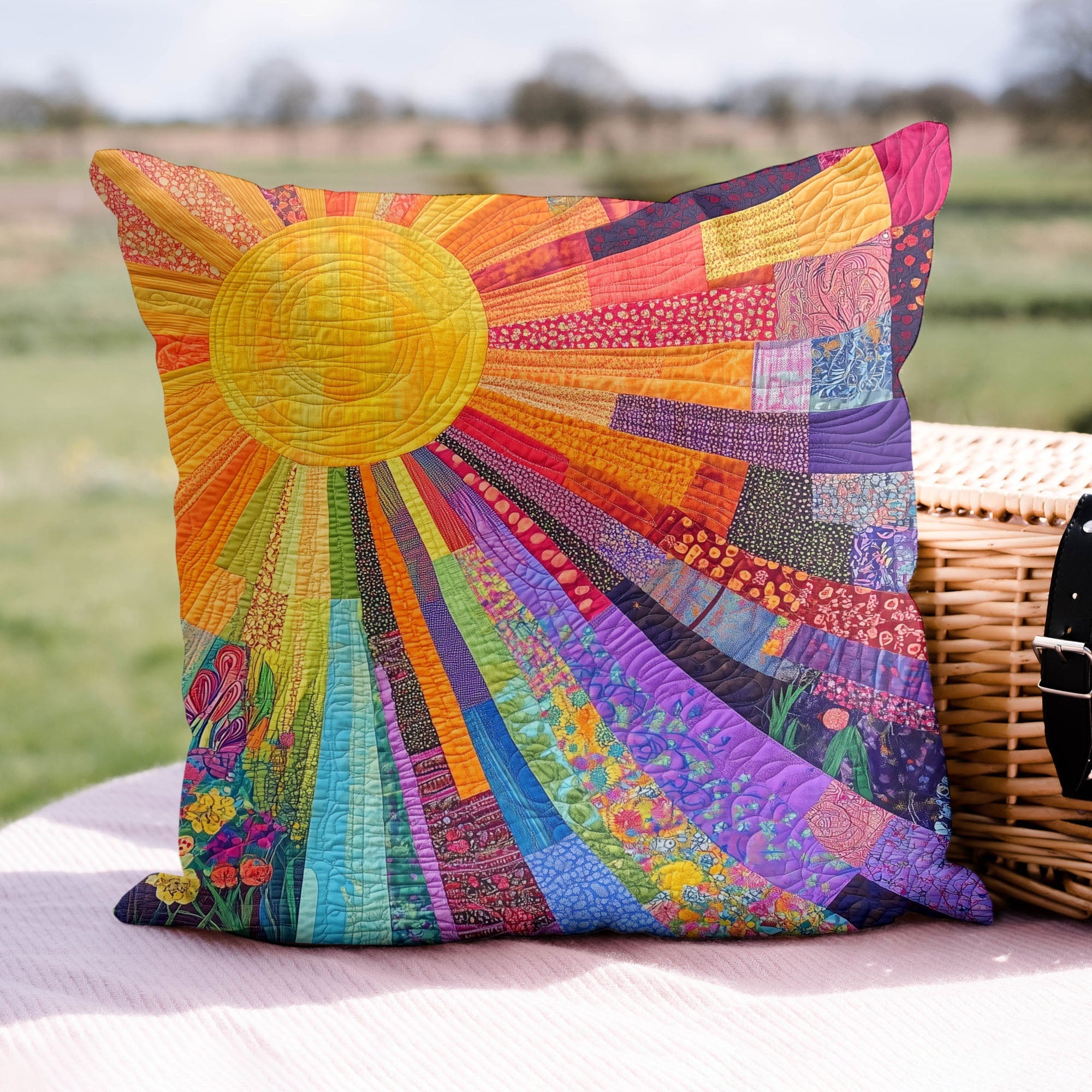Cheerful Sunshine Quilted Pillow Case Aesthetic Home Decor Unique Presents Ideas - Bancroftclothings
