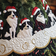 Christmas Border Collie Quilted Tree Skirt Perfect Christmas Gift Merch - Bancroftclothings