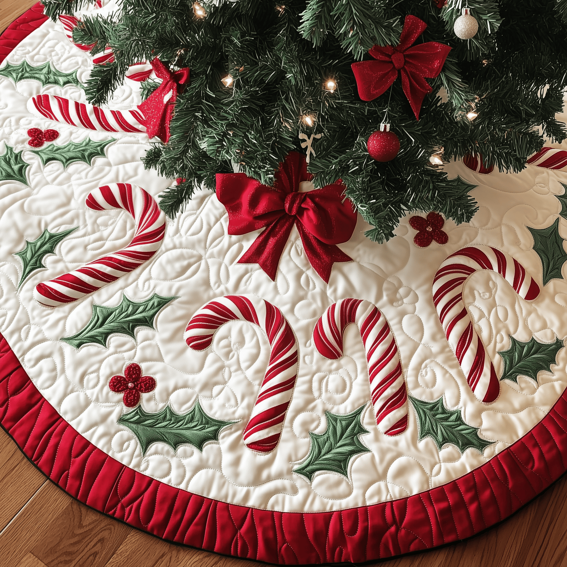 Christmas Candy Canes Quilted Tree Skirt Celebrate Love and Style with a Thoughtful Tree Skirt - Bancroftclothings