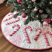 Christmas Candy Canes Quilted Tree Skirt Cherish Every Moment with a Stylish and Reliable Tree Skirt - Bancroftclothings
