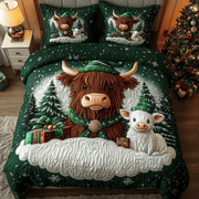 Christmas Highland Cow Quilted Bedding Set Best Gifts For Cow Lovers - Bancroftclothings
