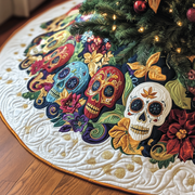 Christmas Joyful Skull Quilted Tree Skirt Celebrate with Grace and Safety in Every Detail - Bancroftclothings