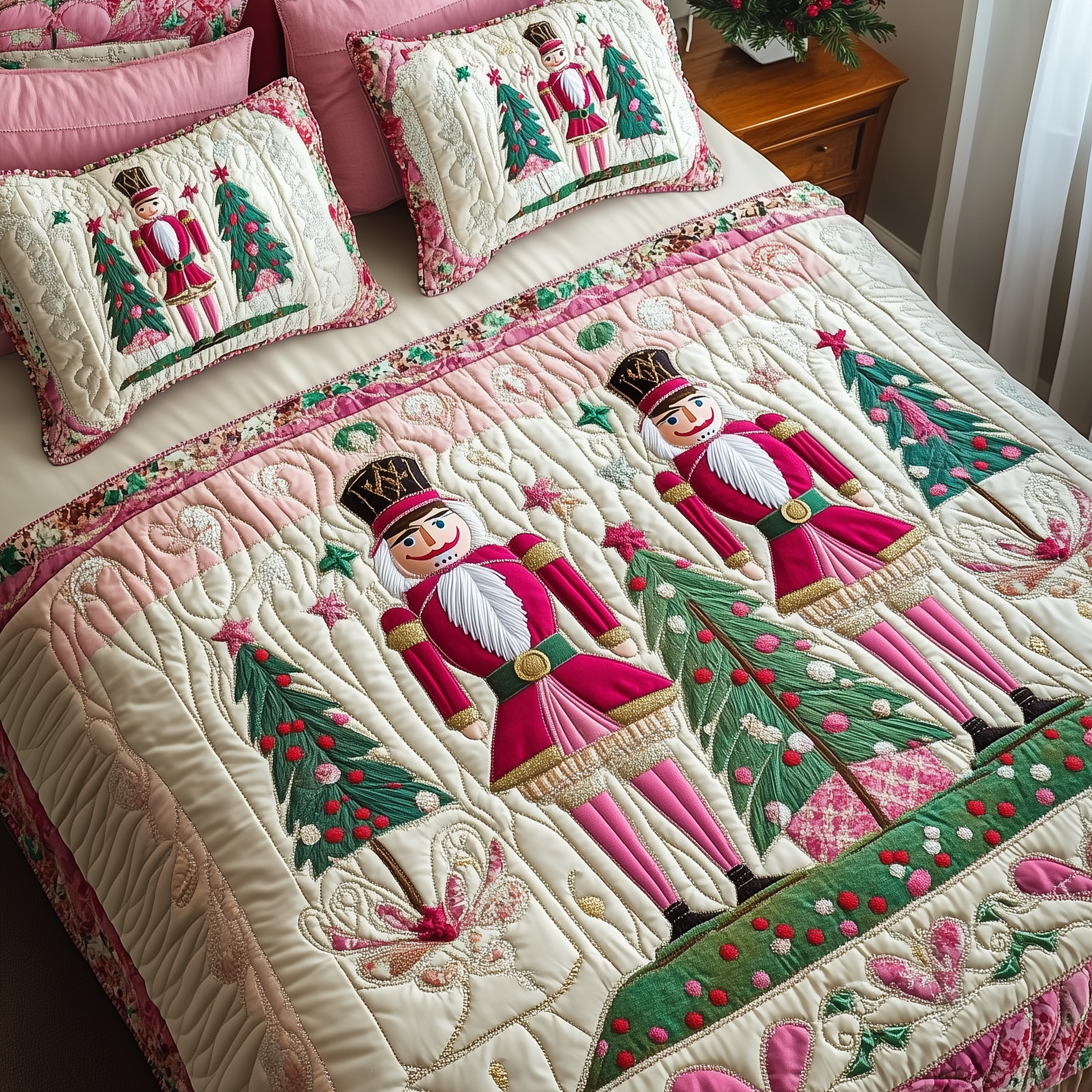 Christmas Nutcracker Quilted Bedding Set Stay warm this winter Christmas Ideas For Mom - Bancroftclothings