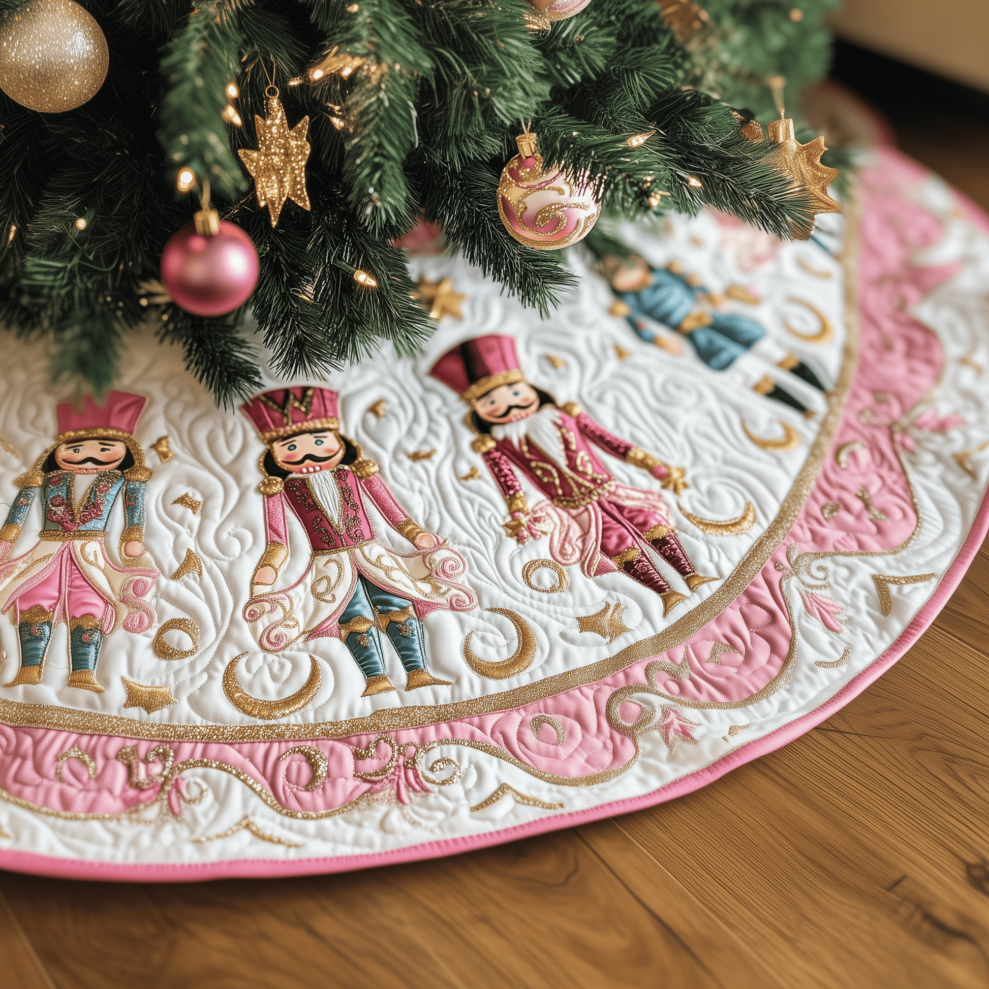 Christmas Nutcracker Quilted Tree Skirt Add Comfort and Joy to Your Home with a Durable Tree Skirt - Bancroftclothings