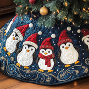 Christmas Penguin Quilted Tree Skirt Perfect Tree Skirt Decoration Merch - Bancroftclothings