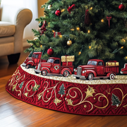 Christmas Red Truck Quilted Tree Skirt Perfect Gift Merch For Her - Bancroftclothings