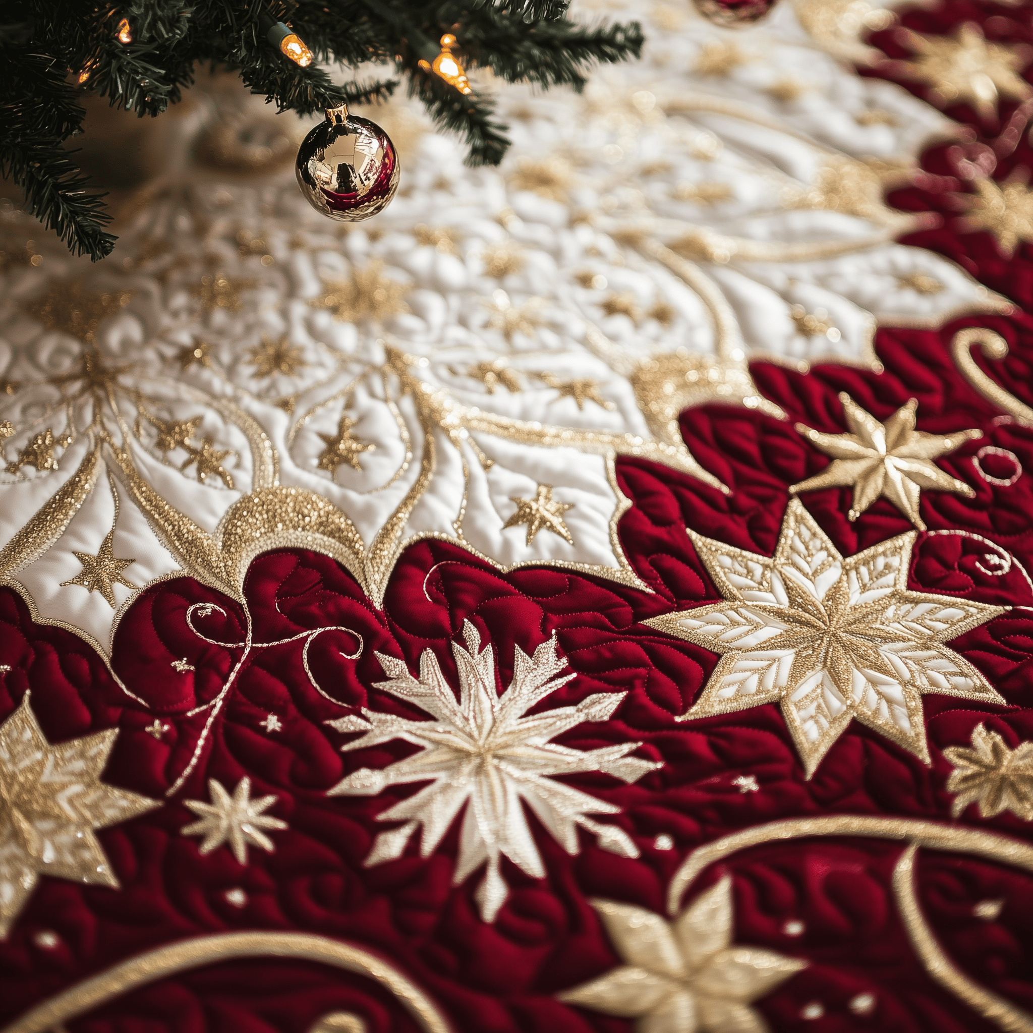 Christmas Snowflakes Quilted Tree Skirt Celebrate Stress-Free with a Tree Skirt That Works - Bancroftclothings